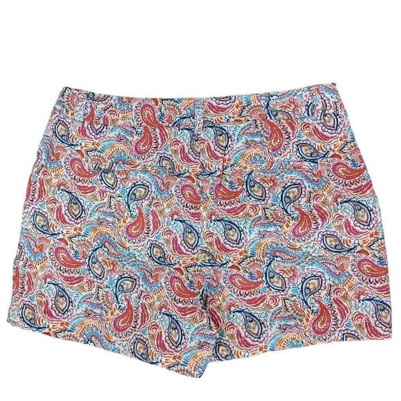 Crown & Ivy Paisley Pink Orange Blue Chino Shorts Size 12 Caroline Style Summer - Picture 5 of 8